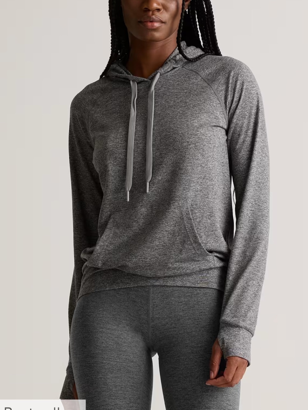 Quince Flowknit Pullover Hoodie, Heather Gray, XL
